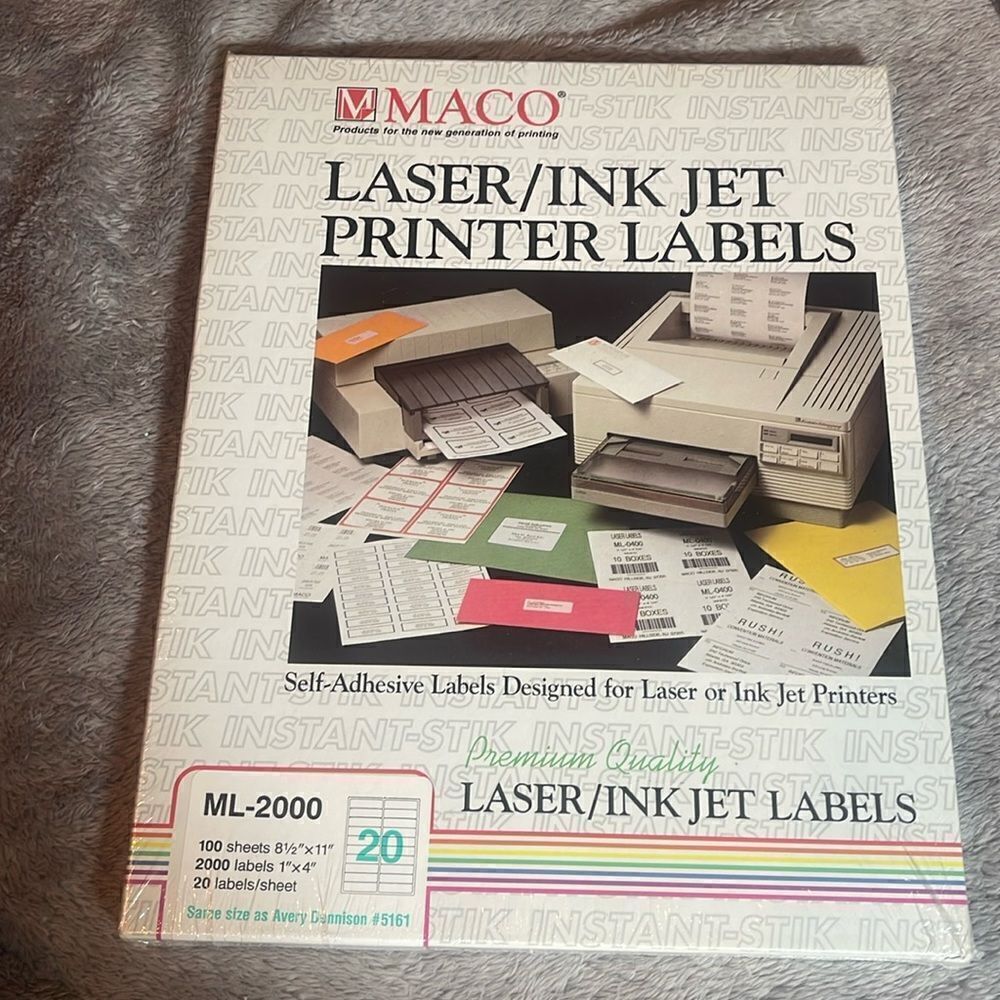 Maco Laser /ink jet printer labels ML-2000 NEW